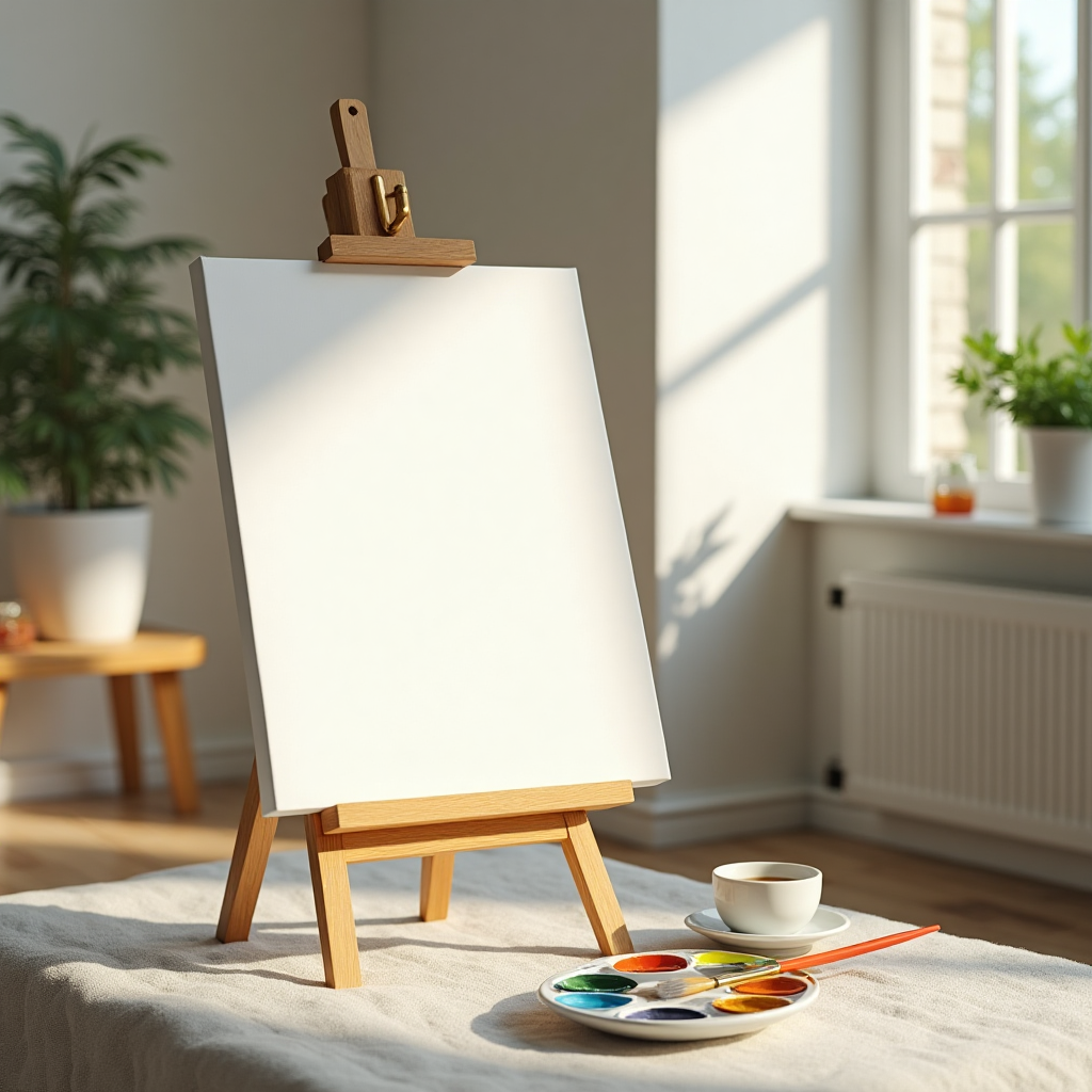 Toile personnalisée artisanale Monaliz’Moi prête à peindre dans un salon