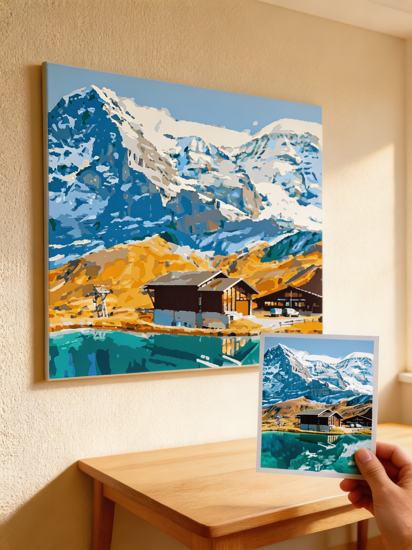 Exemple de réalisation de toile personnalisée peinte.