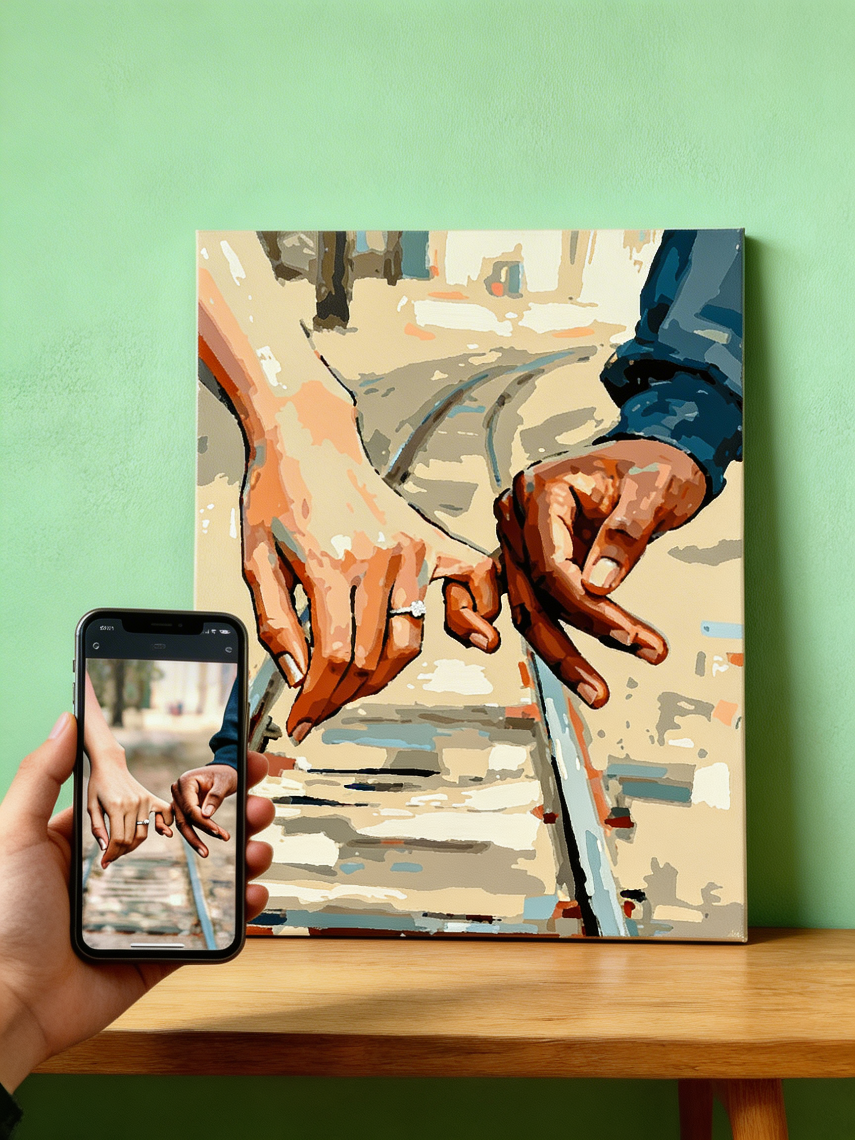 Exemple de réalisation de toile personnalisée peinte.