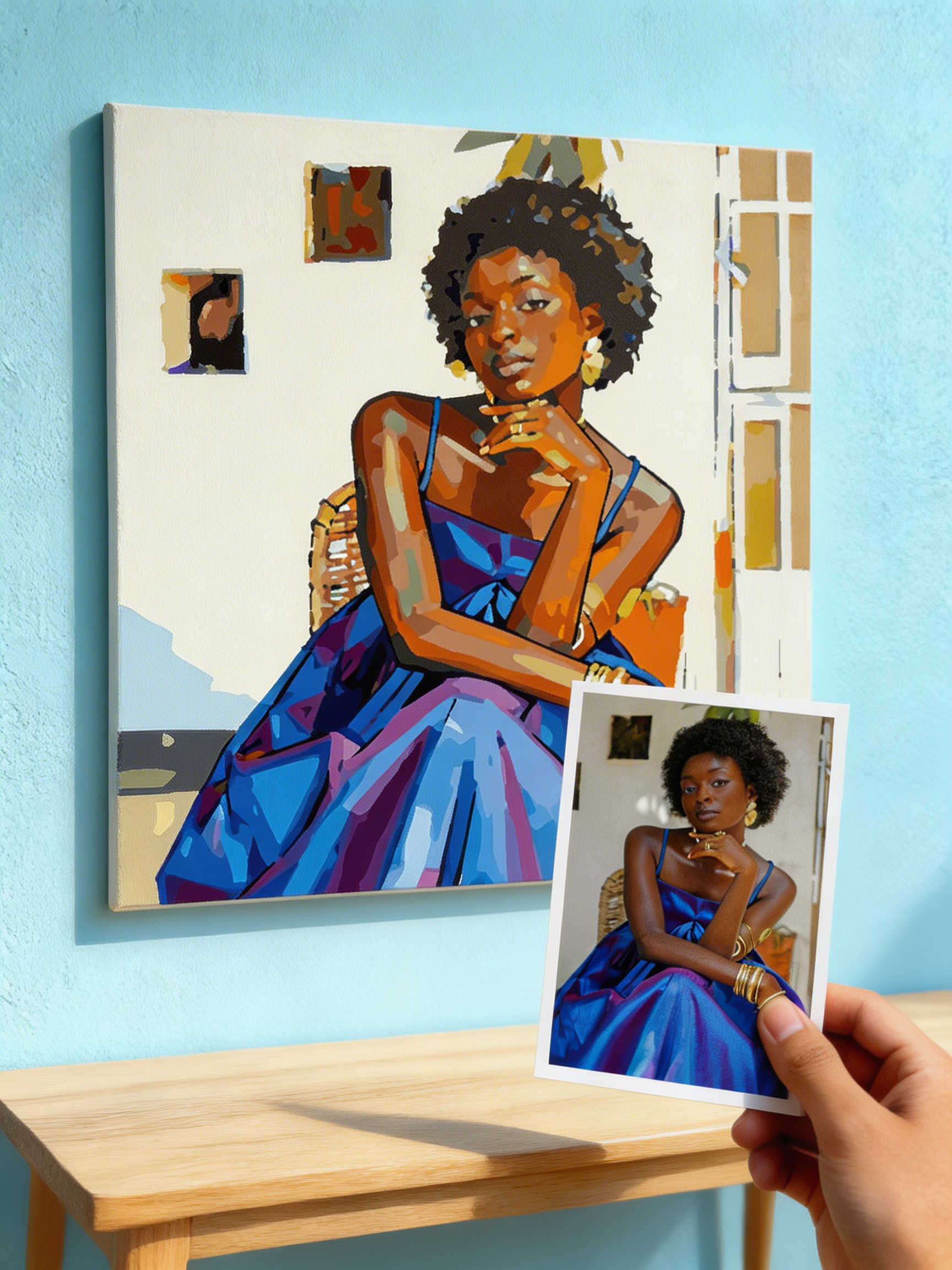 Exemple de réalisation de toile personnalisée peinte.