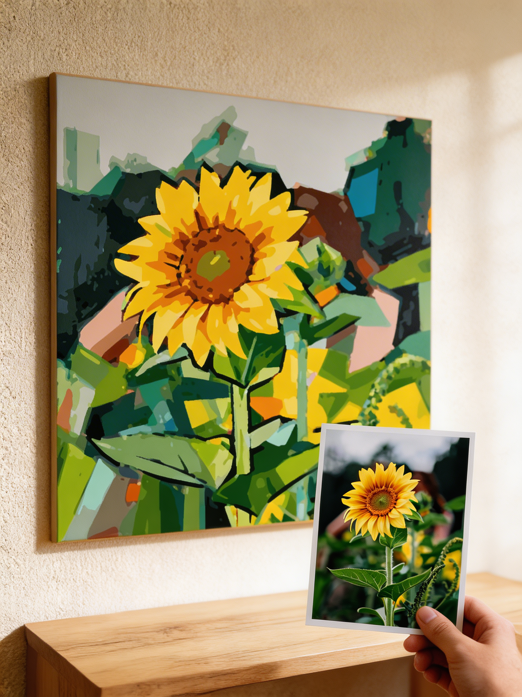 Exemple de réalisation de toile personnalisée peinte.