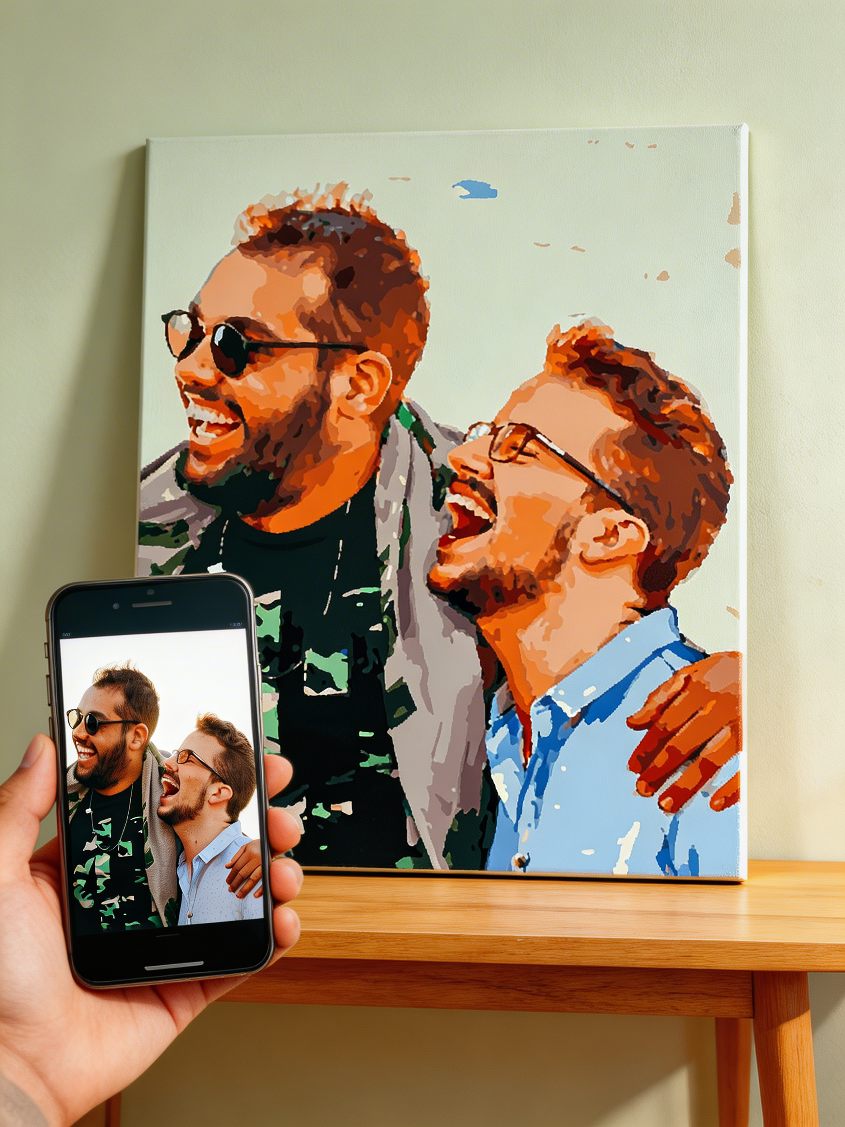 Exemple de réalisation de toile personnalisée peinte.